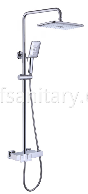 Chrome Shower Mixer Set With Shelf Piano Button